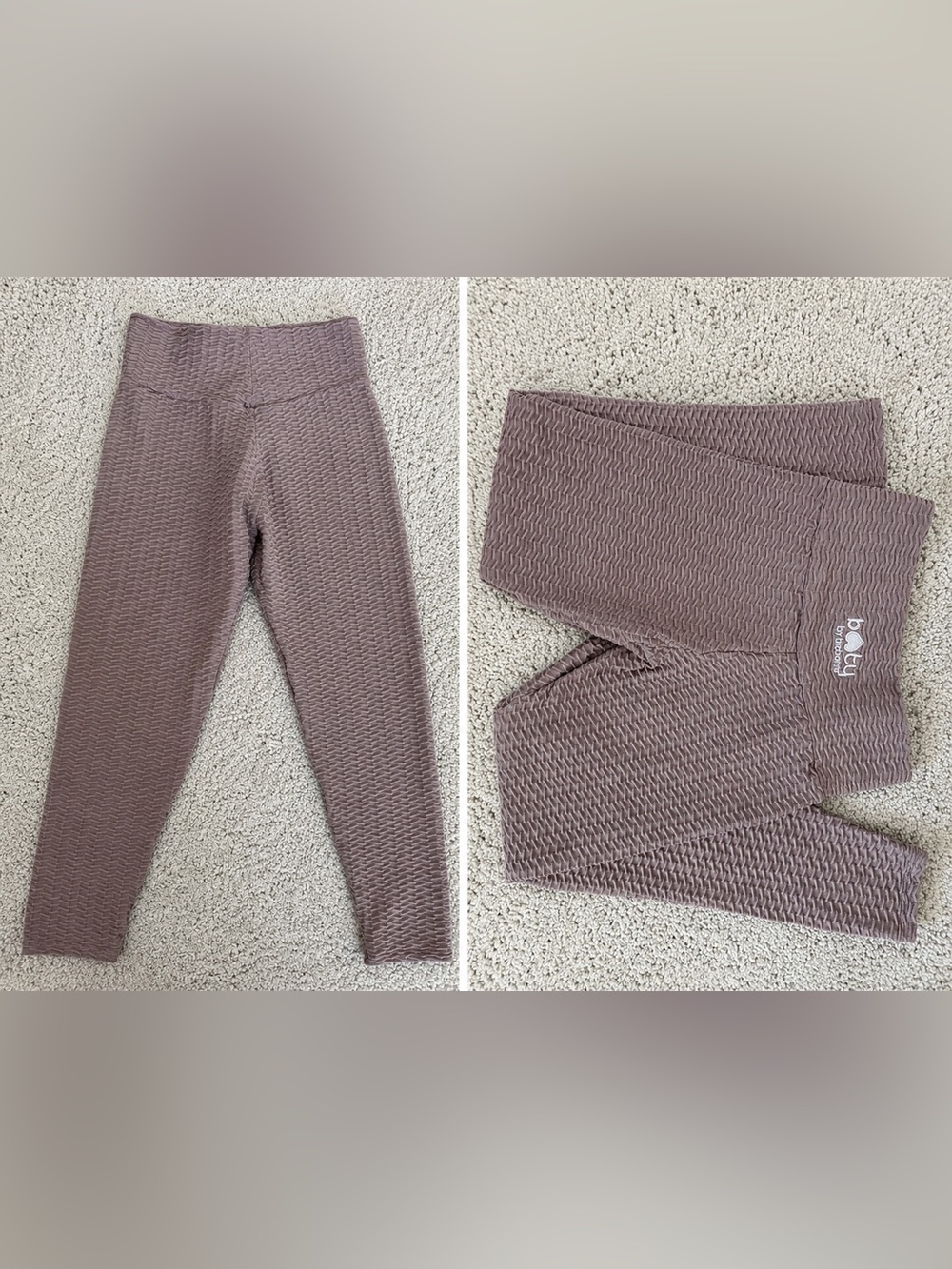 Booty by Brabants Mauve Textured High-Waist Leggings